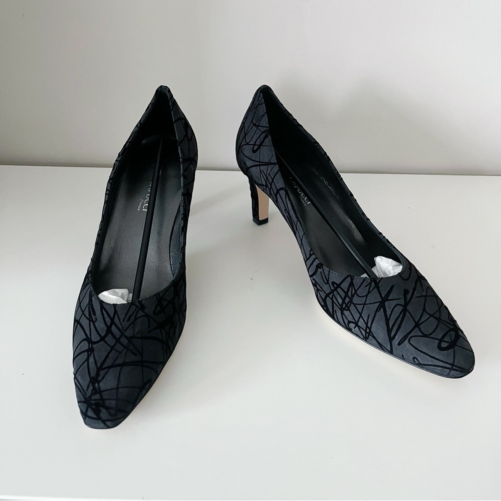 Roberto Capucci Charcoal Grey Black Genuine Leather Mary Heels